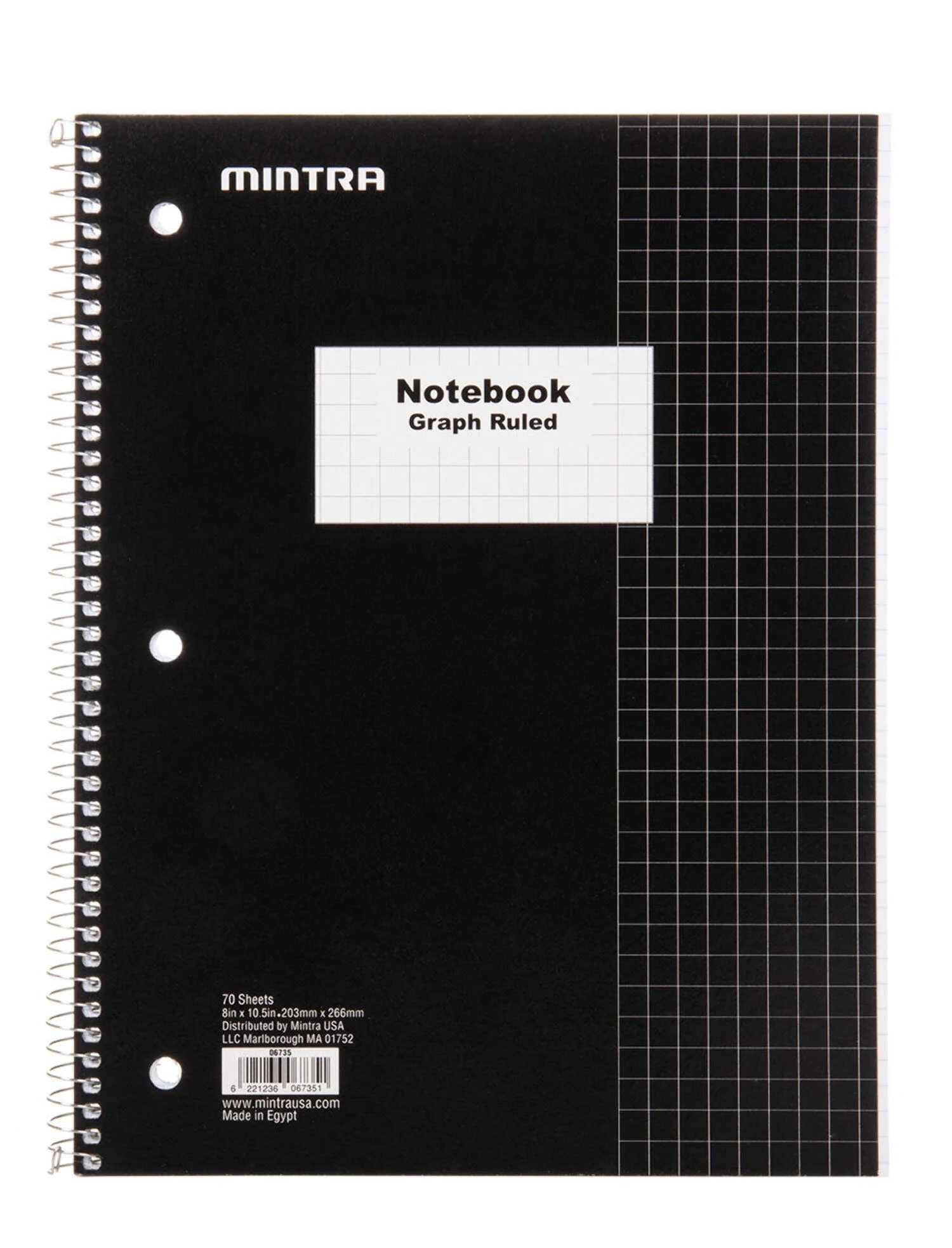 Mintra Graph Ruled Notebook 8 X 10 5 Black 70 Sheets 4 Pack Walmart
