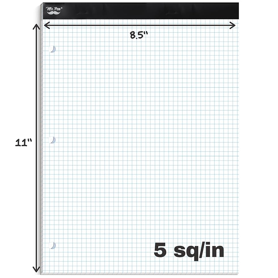 Mr Pen Graph Paper 5x5 5 Squares Per Inch 11 x8 5 Engineering Graph Paper Pad 55 Sheet Office Products Amazon