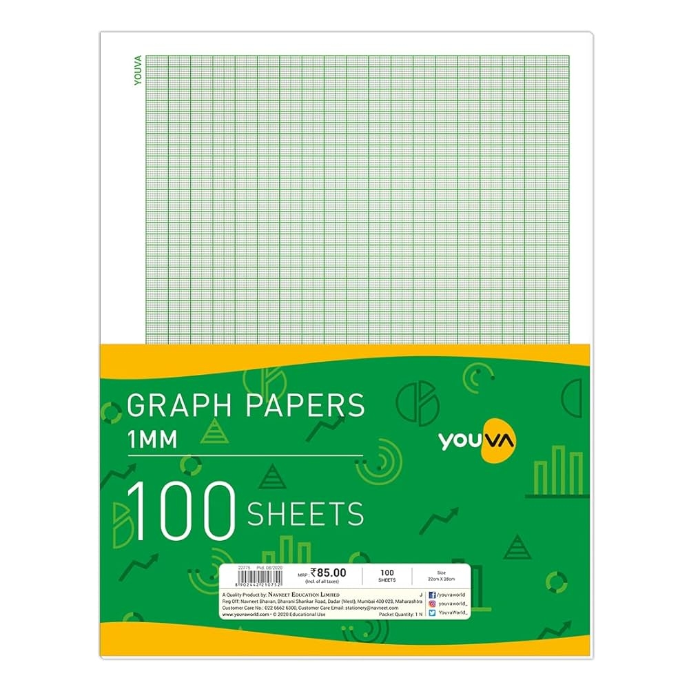 Navneet Youva Graph Sheets 22 Cm X 28 Cm 1mm 100 Sheets Pack Of 4 Amazon in Office Products