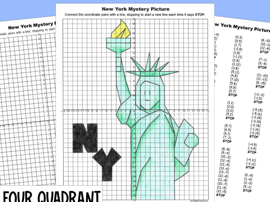 New York Coordinate Plane Mystery Graphing Picture Fun Math Practice Made By Teachers