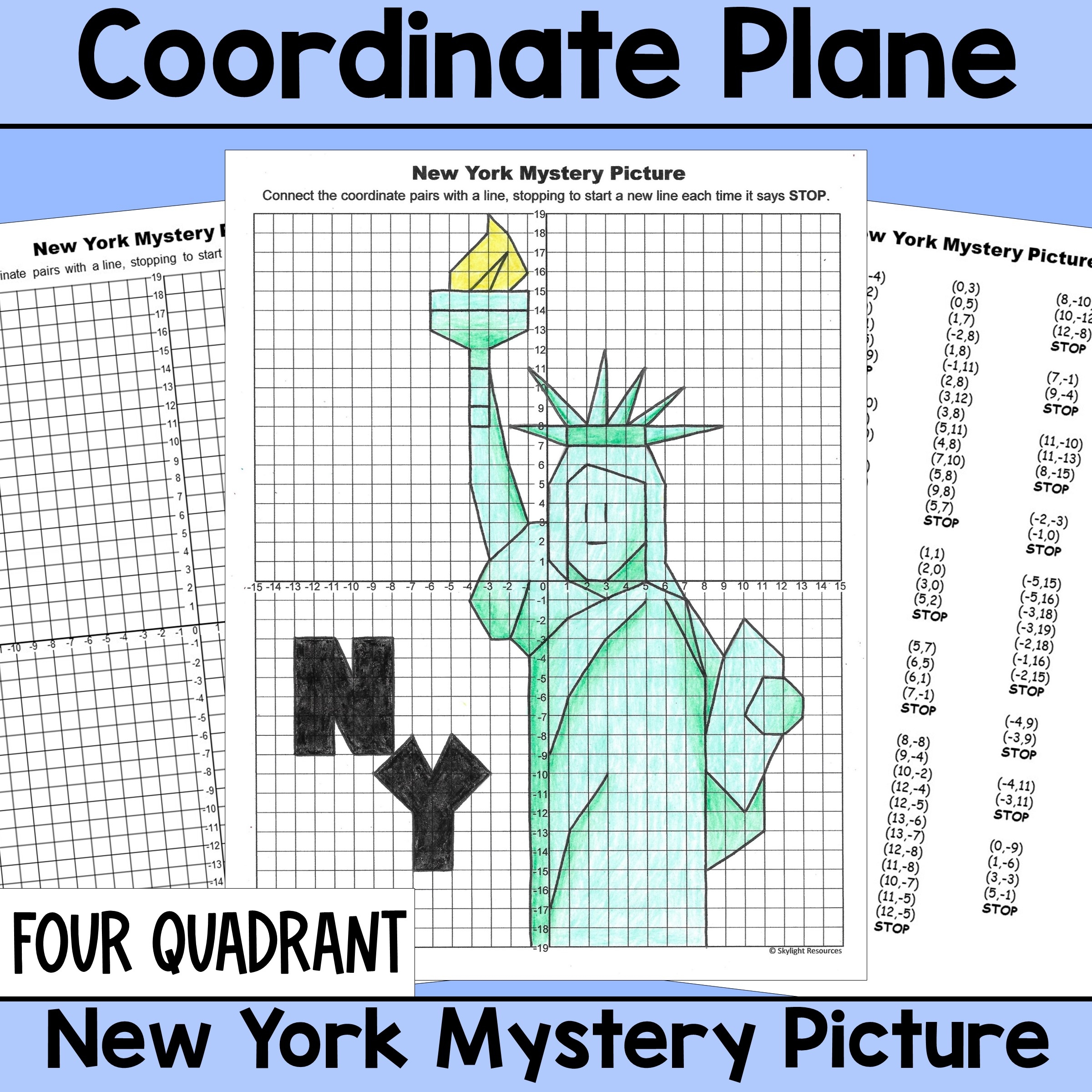 New York Coordinate Plane Mystery Graphing Picture Fun Math Practice Made By Teachers