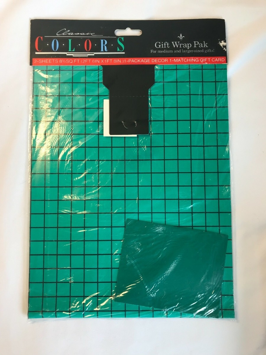 NOS 1980 s Vintage Green Grid Matching Card Craft Gift Wrap Paper EBay