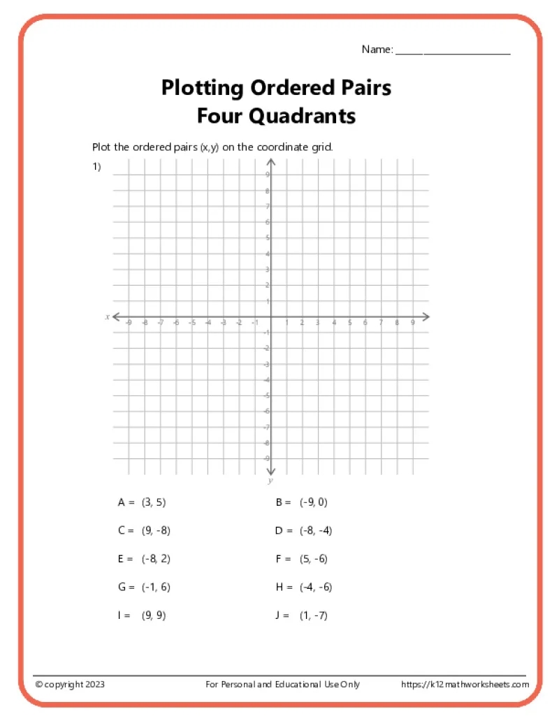 4 Quadrant Graph To 5 Paper Printable
