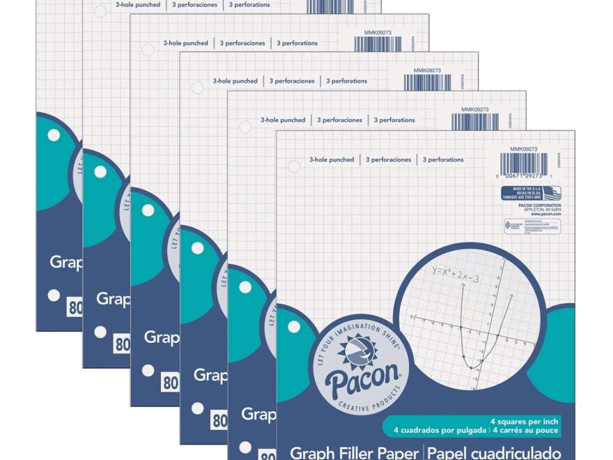 Pacon Graphing Paper White 3 Hole Punched 1 4 Quadrille Ruled 8 X 10 1 2 80 Sheets Per Pack 6 Packs Walmart
