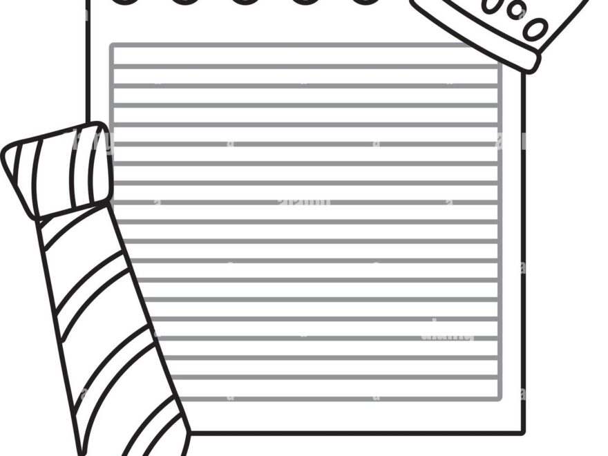 Paper Sheet With Crown And Tie Icon Cartoon Black And White Vector Illustration Graphic Design Stock Vector Image Art Alamy