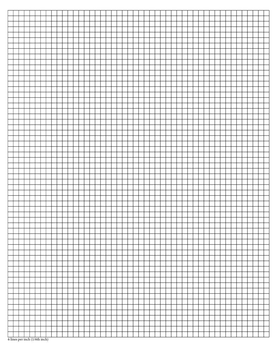 Perfectly Scaled And Precise Printable Graph Paper 1 6 Inch 6 Lines Per Inch Etsy