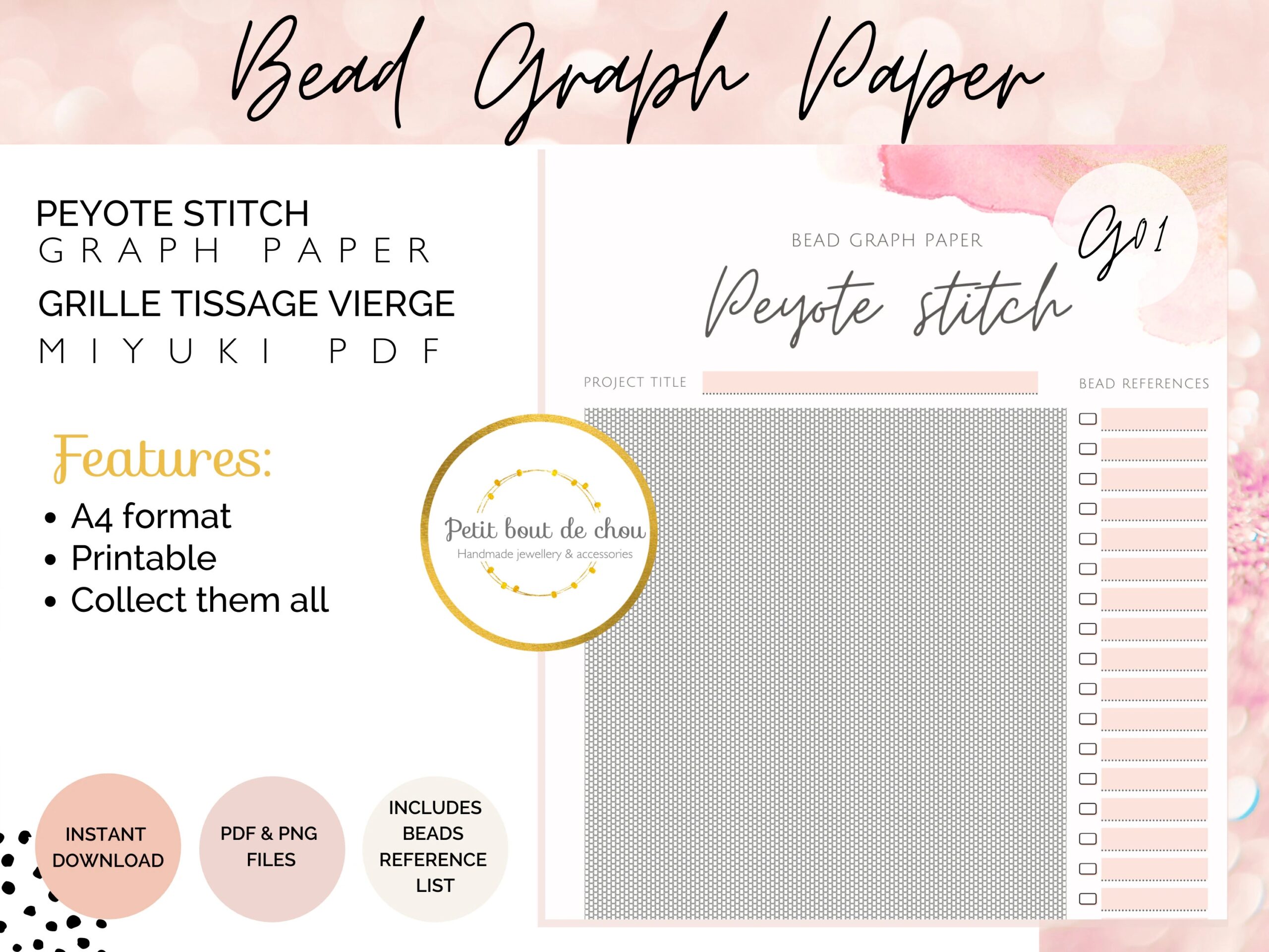 Peyote Bead Graph Paper miyuki Graph Paper blank Bead Pattern beading Graph beading Chart blank Templates printable Graph Etsy