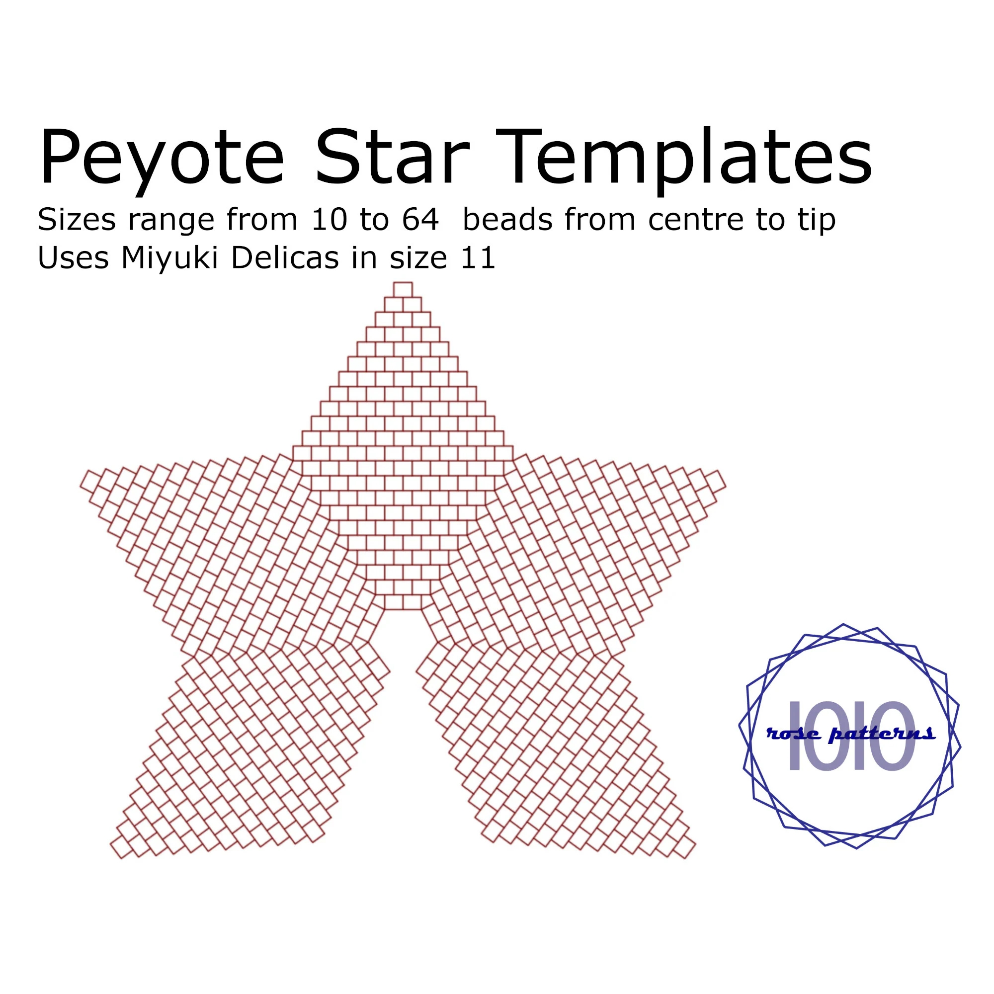 Peyote Star Templates Etsy Peyote Star Templates Etsy