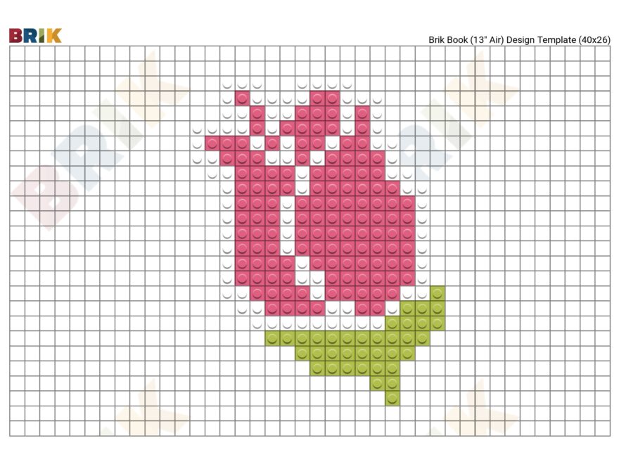 Pink Rose Pixel Art BRIK