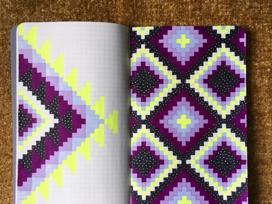 Pixel Art Pattern On Notebook Cover