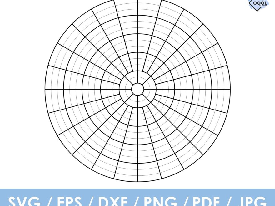 Polar Circle Graph Paper Template Circular Graph Paper Radial Graph Paper Pdf Svg Png Cricut Silhouette Glowforge Etsy