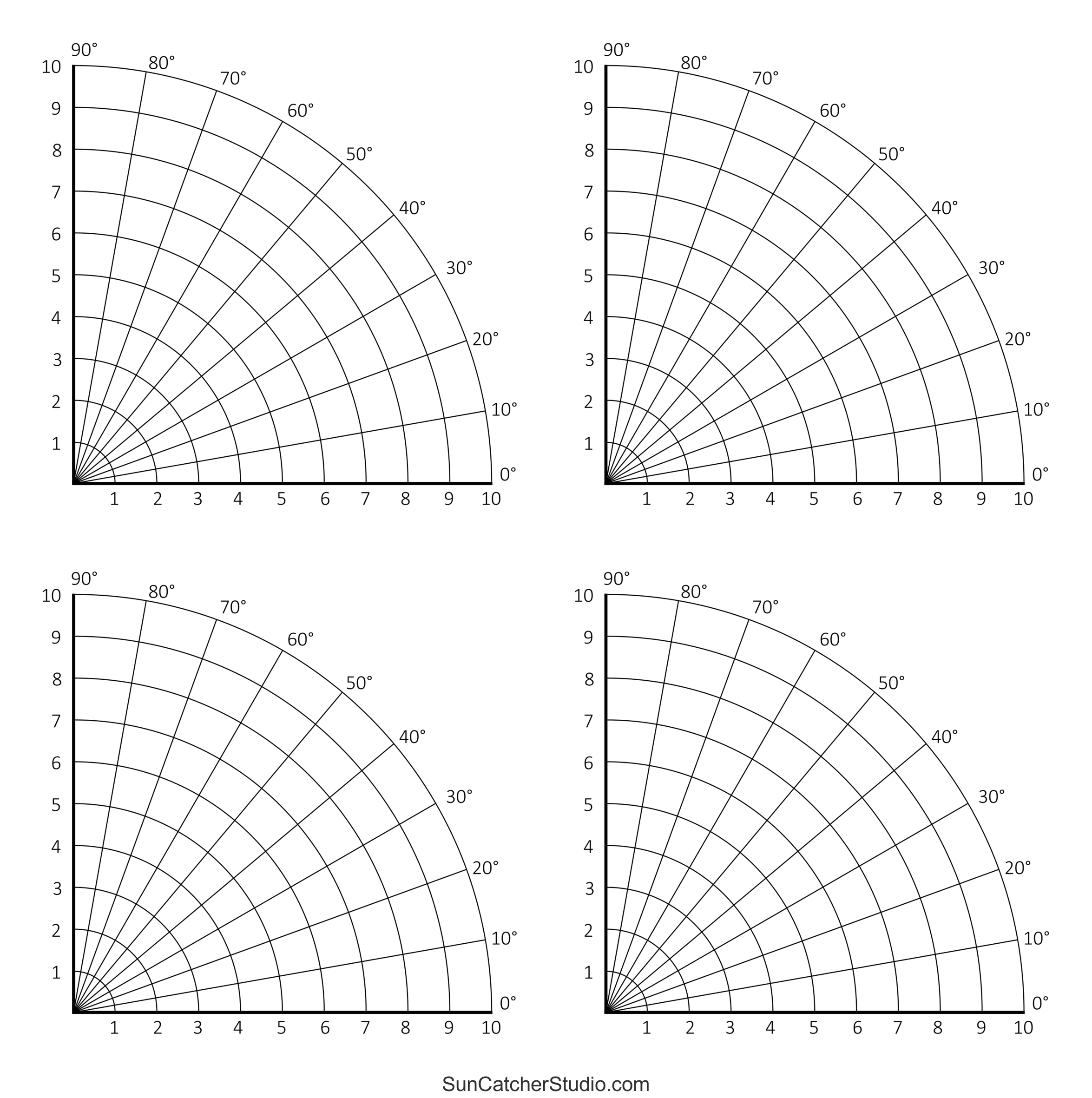 Polar Graph Paper Printable PDF With Radians And Degrees Free Printables Monograms Design Tools Patterns DIY Projects