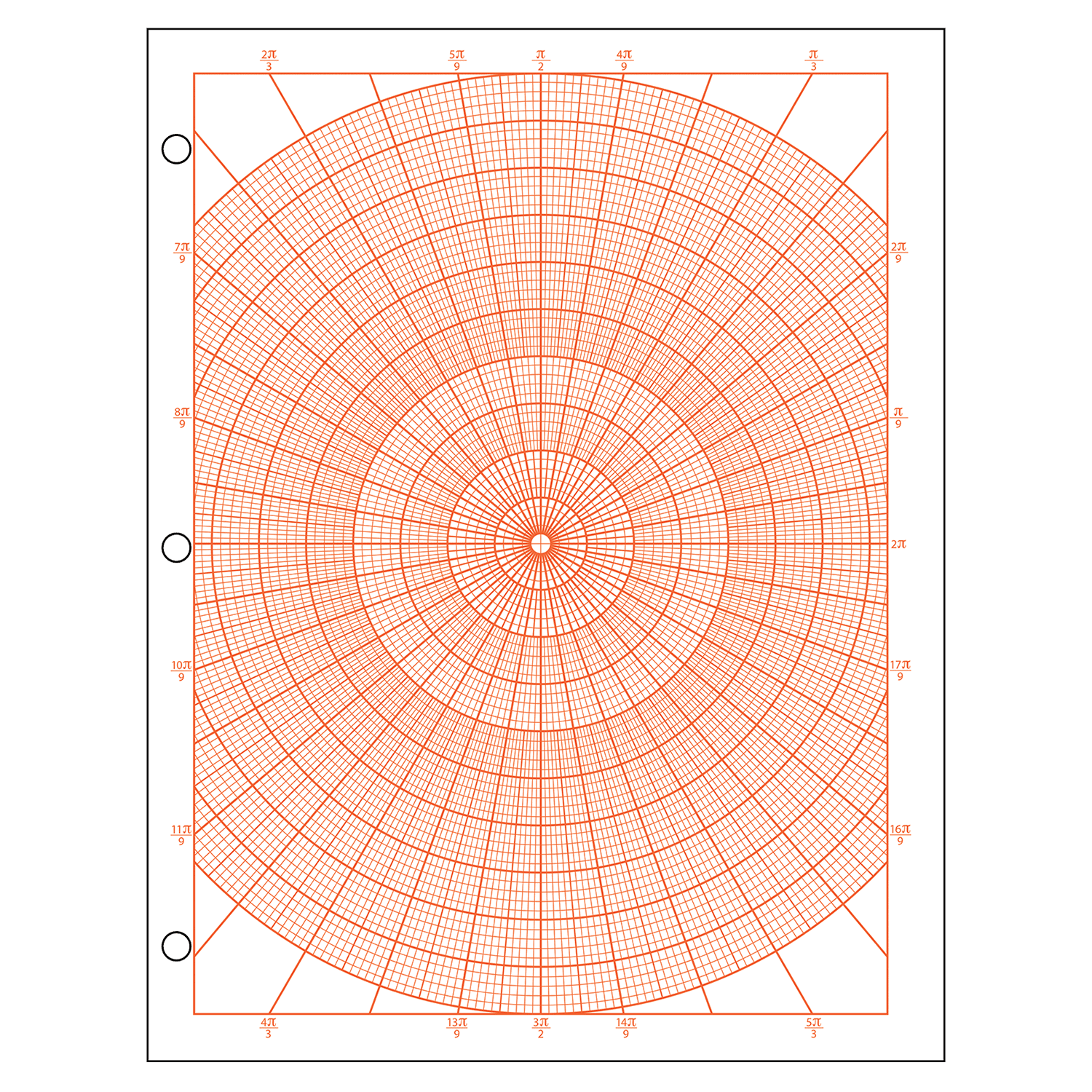 Polar Graph Paper With Radians 1 Circle Graph With 1 10 Spacing Graduated Every 1 And Accentuated Every 5 Double Sided 500 Sheet Ream Three Hole Punched Walmart