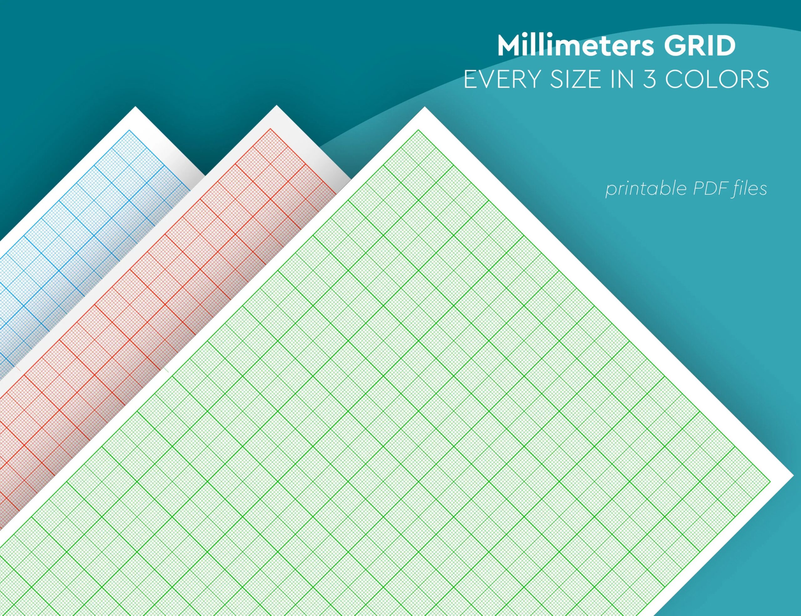 Printable 1mm X 1mm Grid GRAPH PAPER Milimeters Grid 3 Different Colors Pdf Bundle Etsy