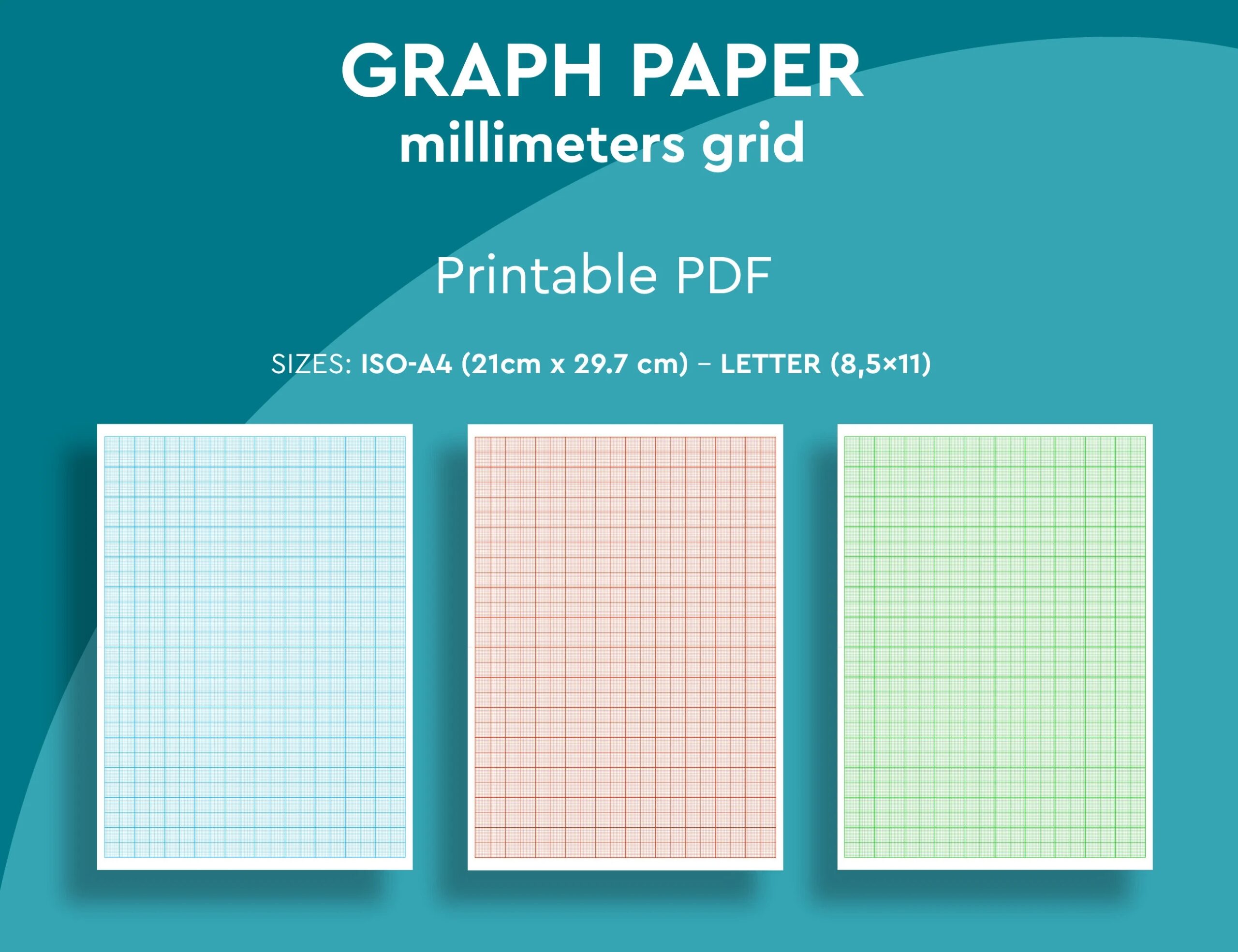 Printable 1mm X 1mm Grid GRAPH PAPER Milimeters Grid 3 Different Colors Pdf Bundle Etsy