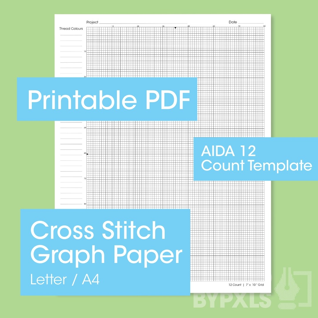 PRINTABLE Aida 12 Cross Stitch Graph Paper Letter a4 12 Fabric Counts PDF Instant Download Etsy