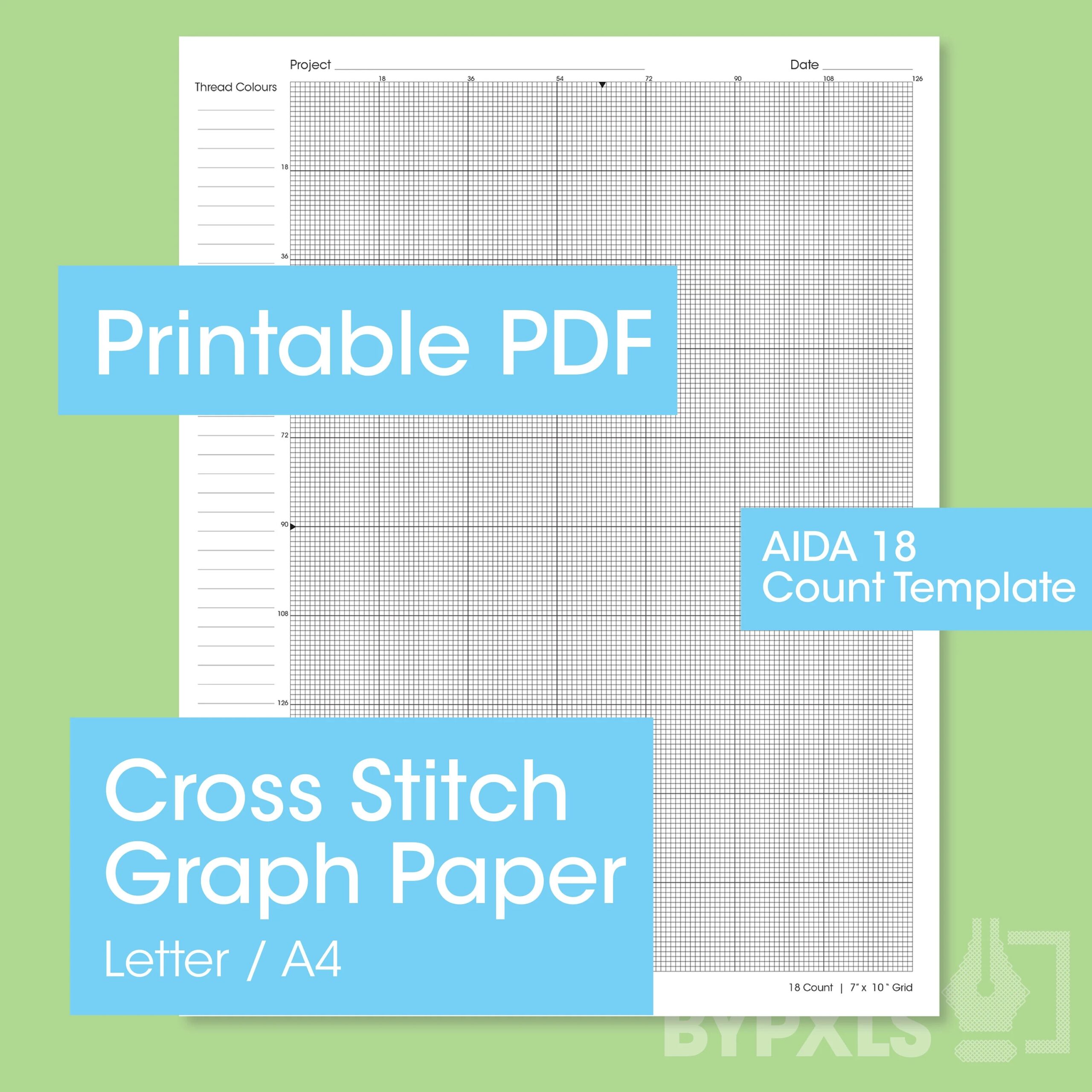PRINTABLE Aida 18 Cross Stitch Graph Paper Letter a4 18 Fabric Counts PDF Instant Download Etsy