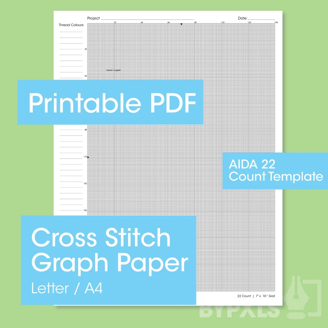 PRINTABLE Aida 22 Cross Stitch Graph Paper Letter a4 22 Fabric Counts PDF Instant Download Etsy