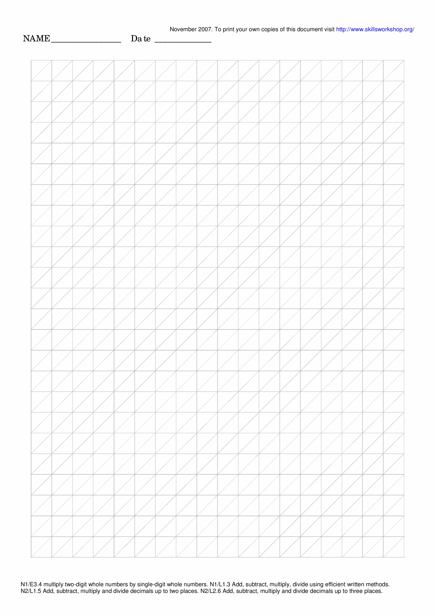 Printable Diagonal Grid Paper Templates At Allbusinesstemplates
