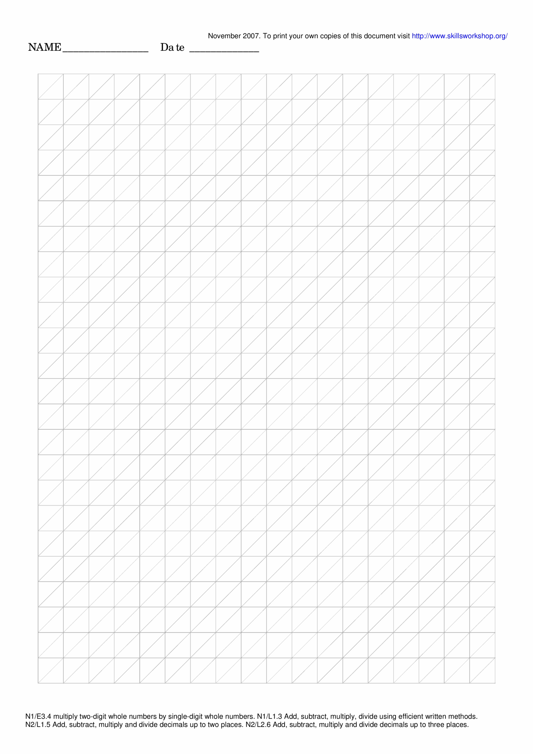 Printable Diagonal Grid Paper Templates At Allbusinesstemplates Worksheets Library