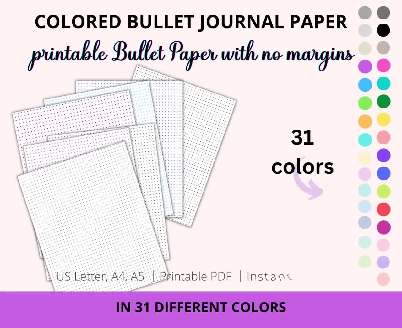 Printable Dot Grid Paper With No Margin Dotted Grid Paper Bullet Journal Calligraphy Lettering Paper Bujo Practice Writing Paper Etsy