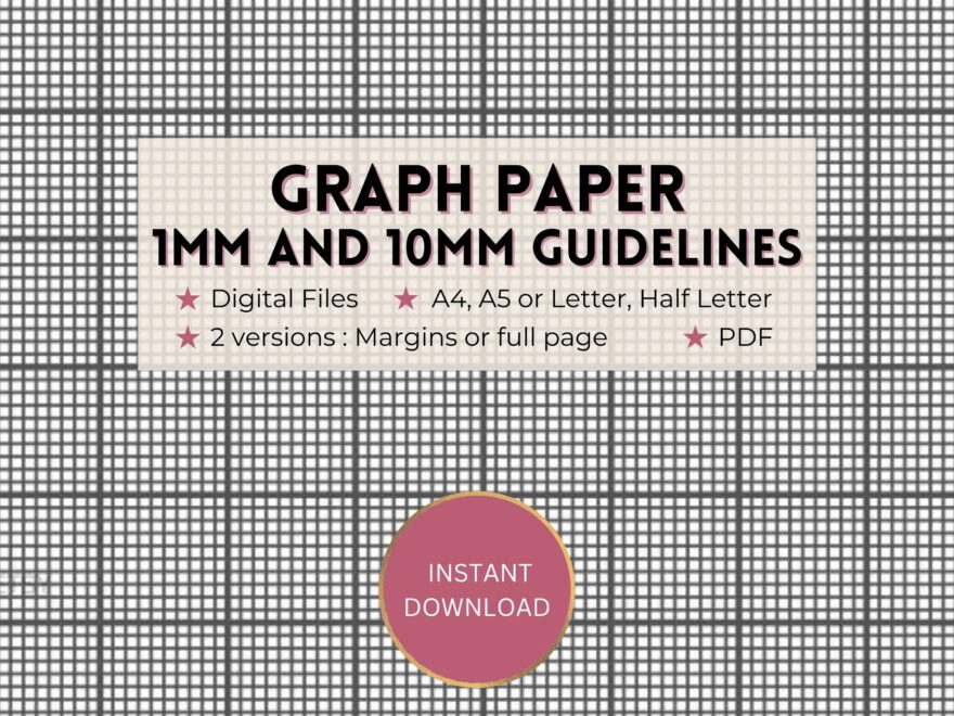 Printable Graph Paper 1mm And 10mm 1cm Guideline Grid Template Full Page And Margins Digital PDF Instant Download A4 a5 letter half Etsy