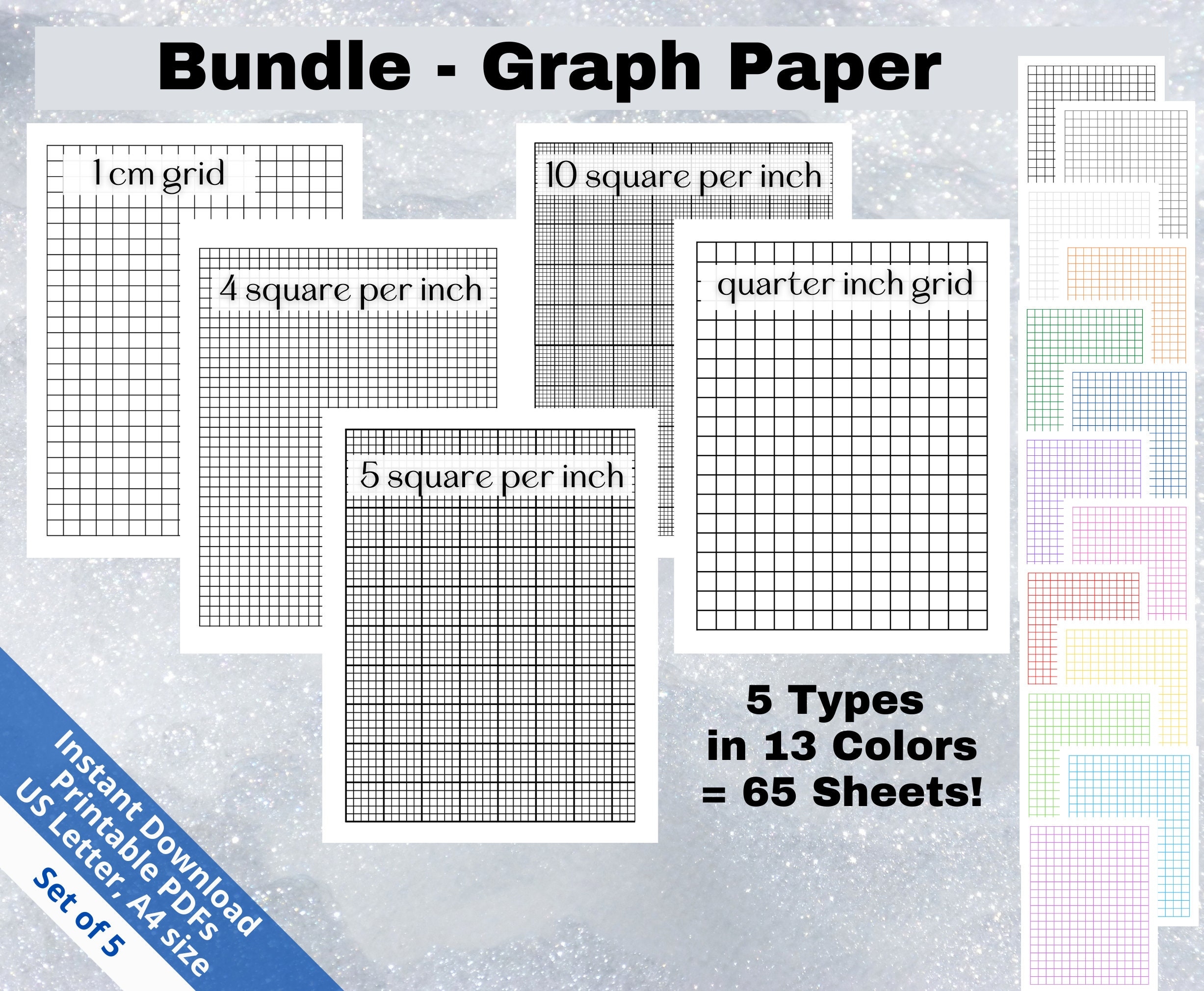 Printable Graph Paper PDF Bundle Grid Paper Digital Graph Paper Worksheets Library