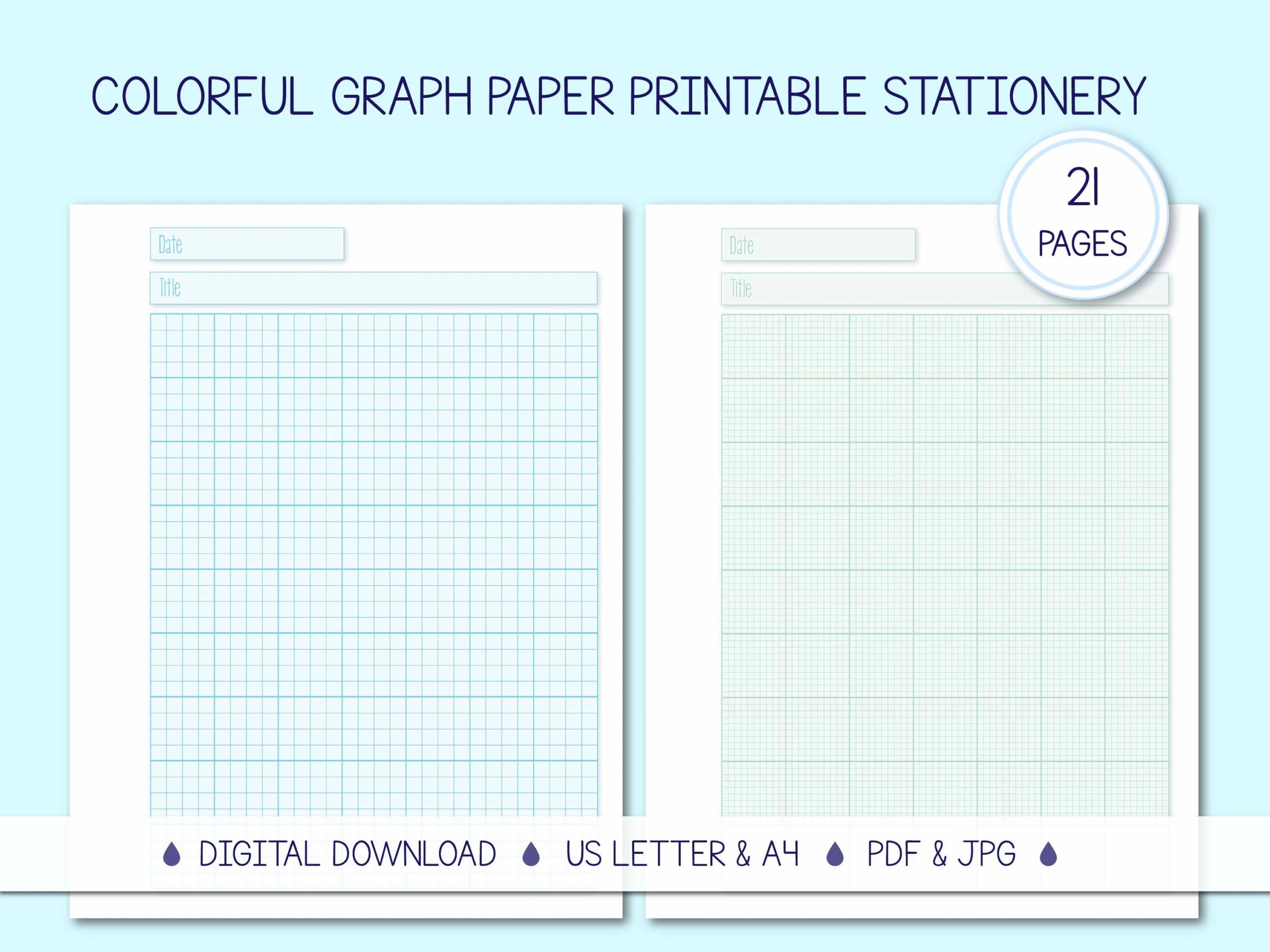 Printable Graph Paper With Margins Grid Paper For Instant Download In Multiple Colors 3 Size Squares US Letter A4 Etsy