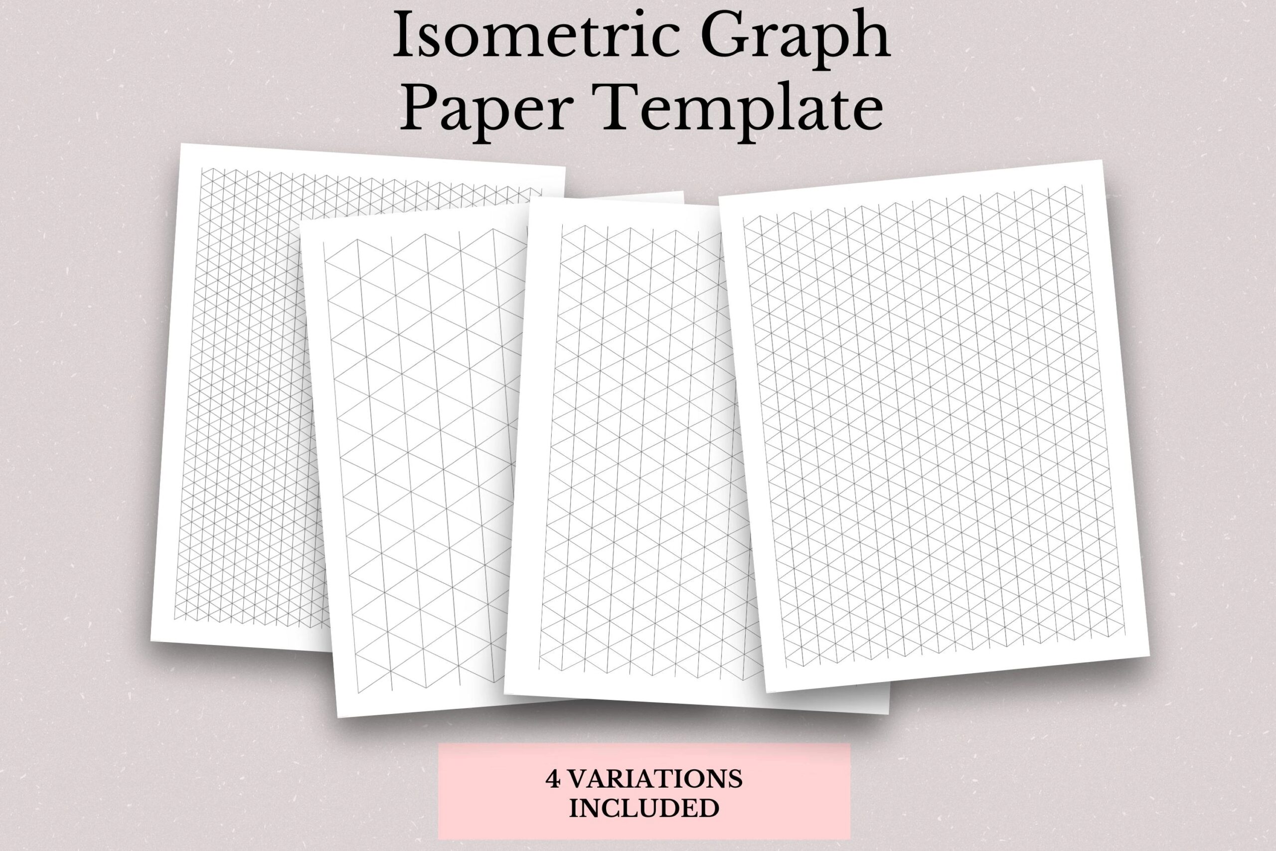 Printable Isometric Graph Paper 4 Variations Included Engineering Math 3D Drawing Drawing Paper Graph Paper Three dimensional Graph Paper Etsy