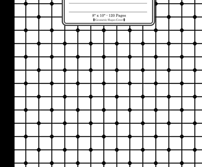 Quad Rule 5x5 Graph Paper Notebook 8 X 10 120 Pages Geometric Shapes Cover White Black Mesh Squares Dots Pattern Cover Square Grid Paper Paper Geometric Shapes Book Cover Publishing TS
