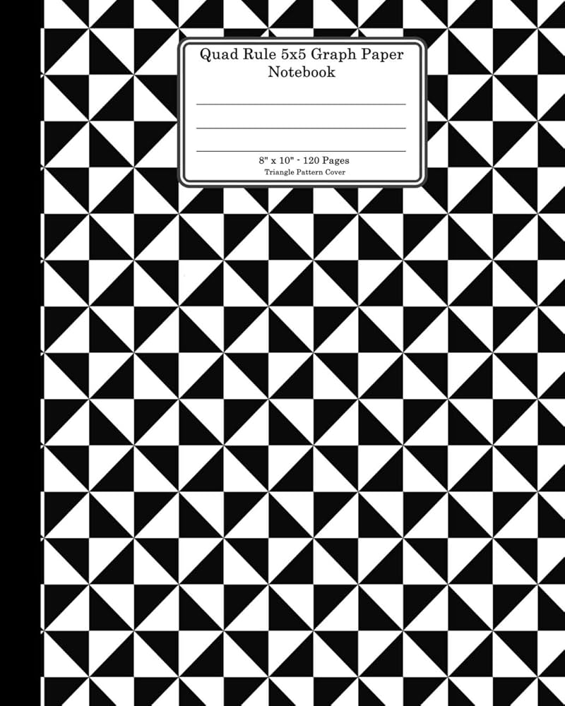 Quad Rule 5x5 Graph Paper Notebook 8 X 10 120 Pages Triangle Pattern Cover Black White Simple Triangle Mosaic Pattern Cover Square Grid Paper Paper Or Math Paper Engineering Paper Publishing 