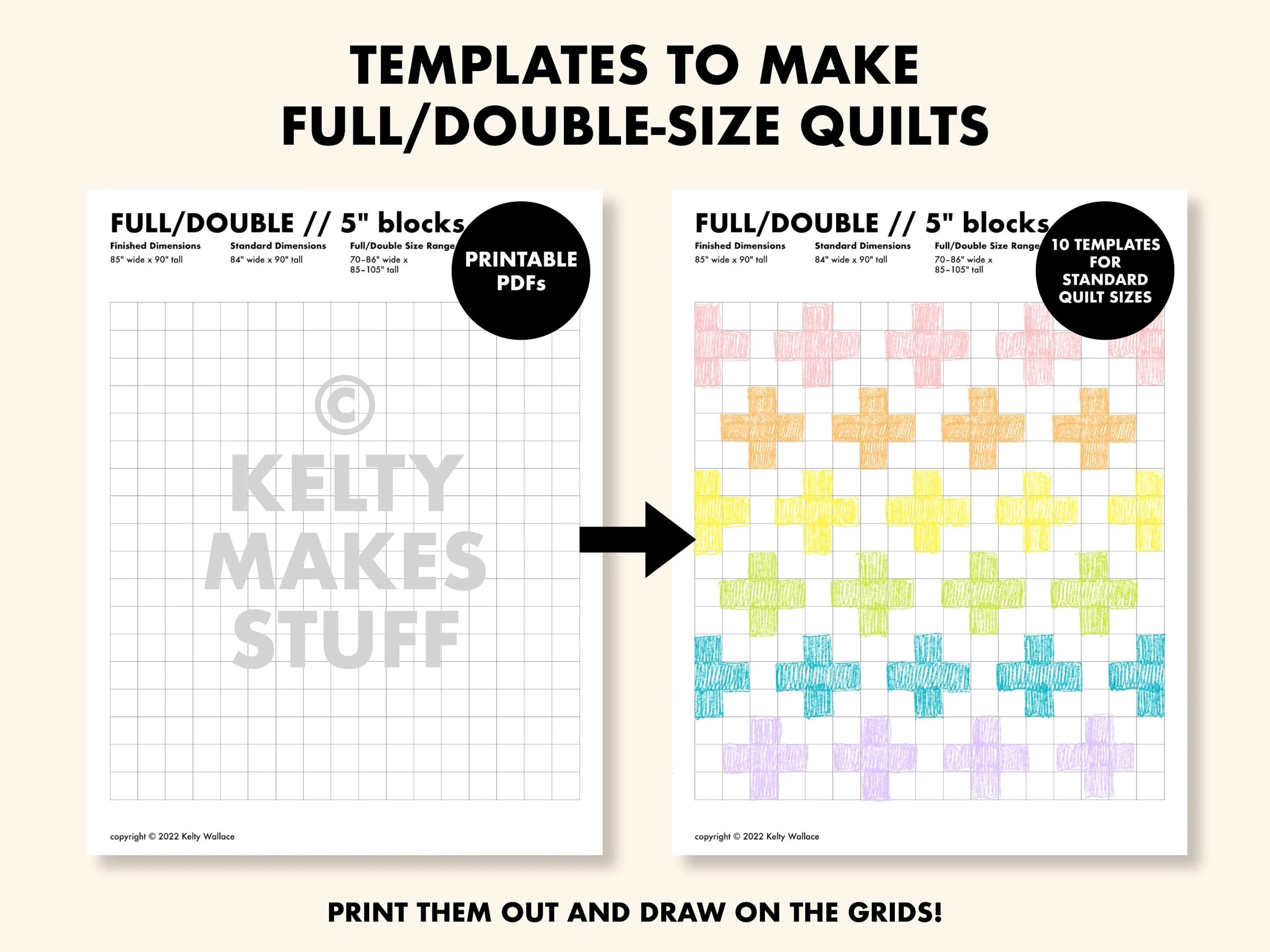 Quilt Planning Template For Full double size Quilts Quilt Graph Paper Printable PDF Download PNG Files For Procreate Etsy