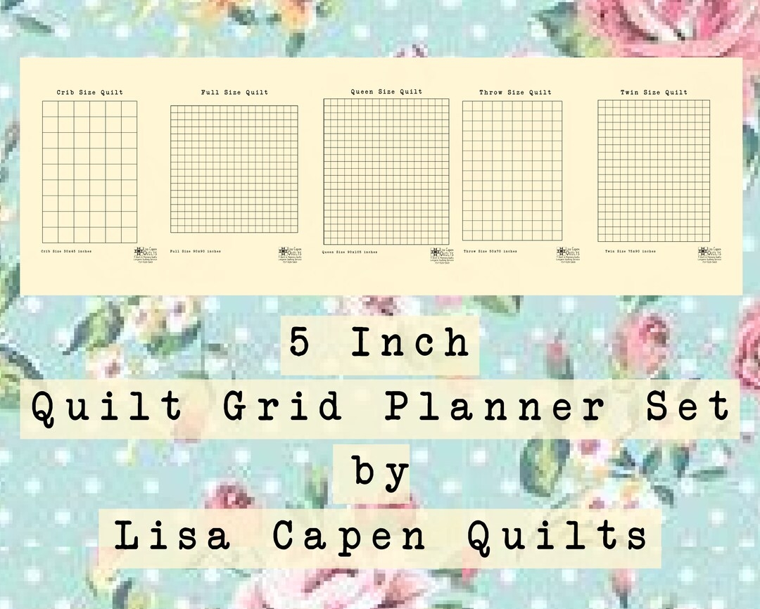 Quilters Graph Paper Instant Printable Download 5 Inch Grid And 5 Quilt Sizes Design Your Quilt Today Etsy