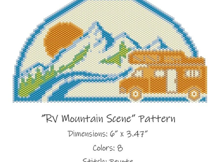 RV Mountain Scene Beaded Tapestry Pattern Peyote Etsy