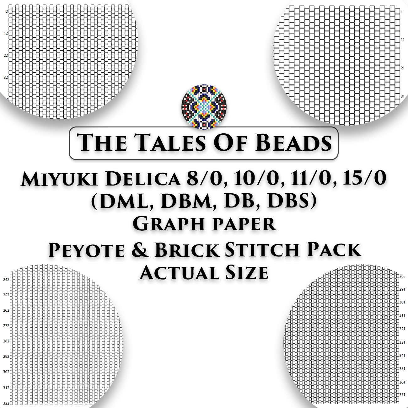 Seed Bead Graph Paper Peyote Pack Miyuki Delica Actual Size Beading Graphs