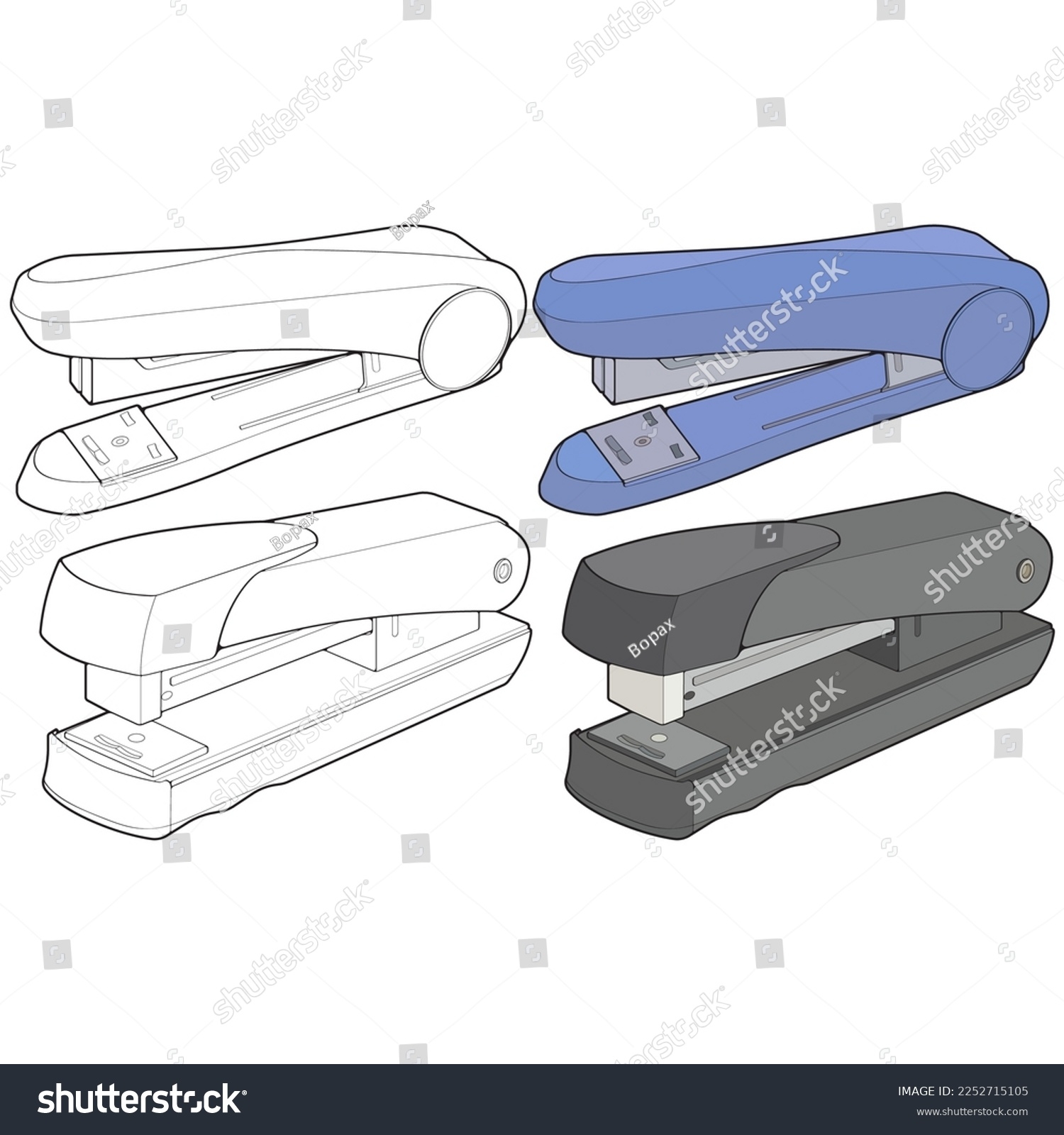 Set Stapler Vector Art Style Isolated Stock Vector Royalty Free 2252715105 Shutterstock