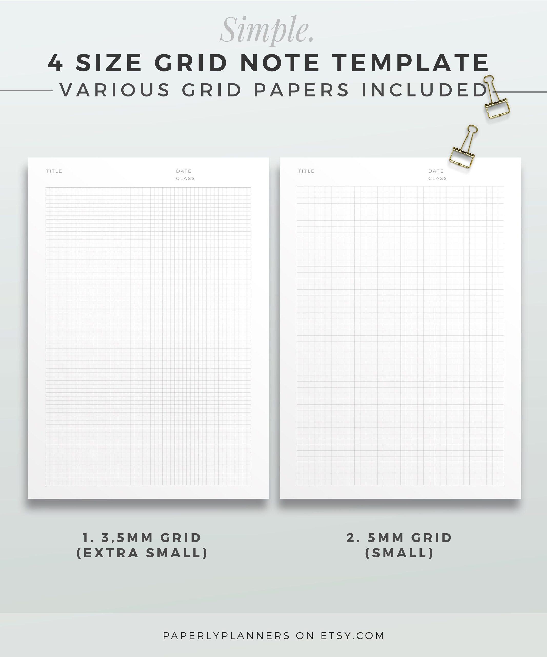 SIMPLE 4 size Grid Note Template A4 LETTER Printable Note Inserts Grid Notebook Study Note Template Grid Notebook Paper Refill Etsy
