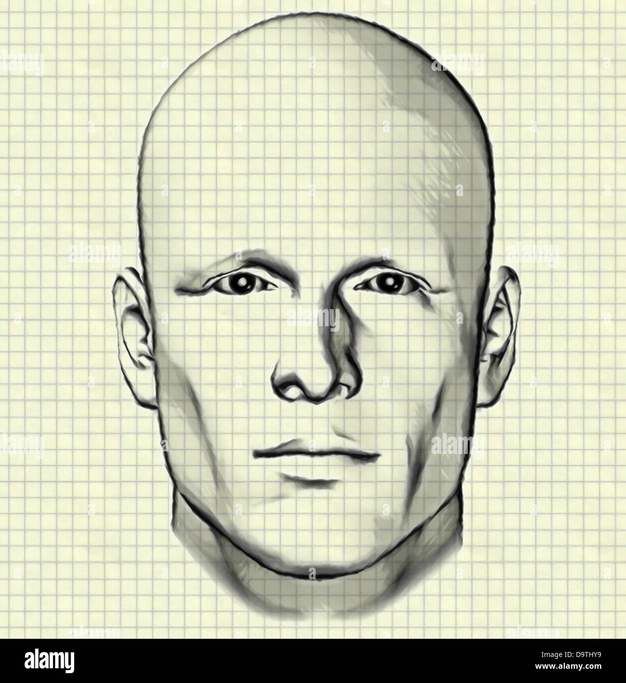 Sketch Of Male Figure Portrait Drawing Of Man s Head On Graph Paper Background Digitally Created 3d Illustration Stock Photo Alamy