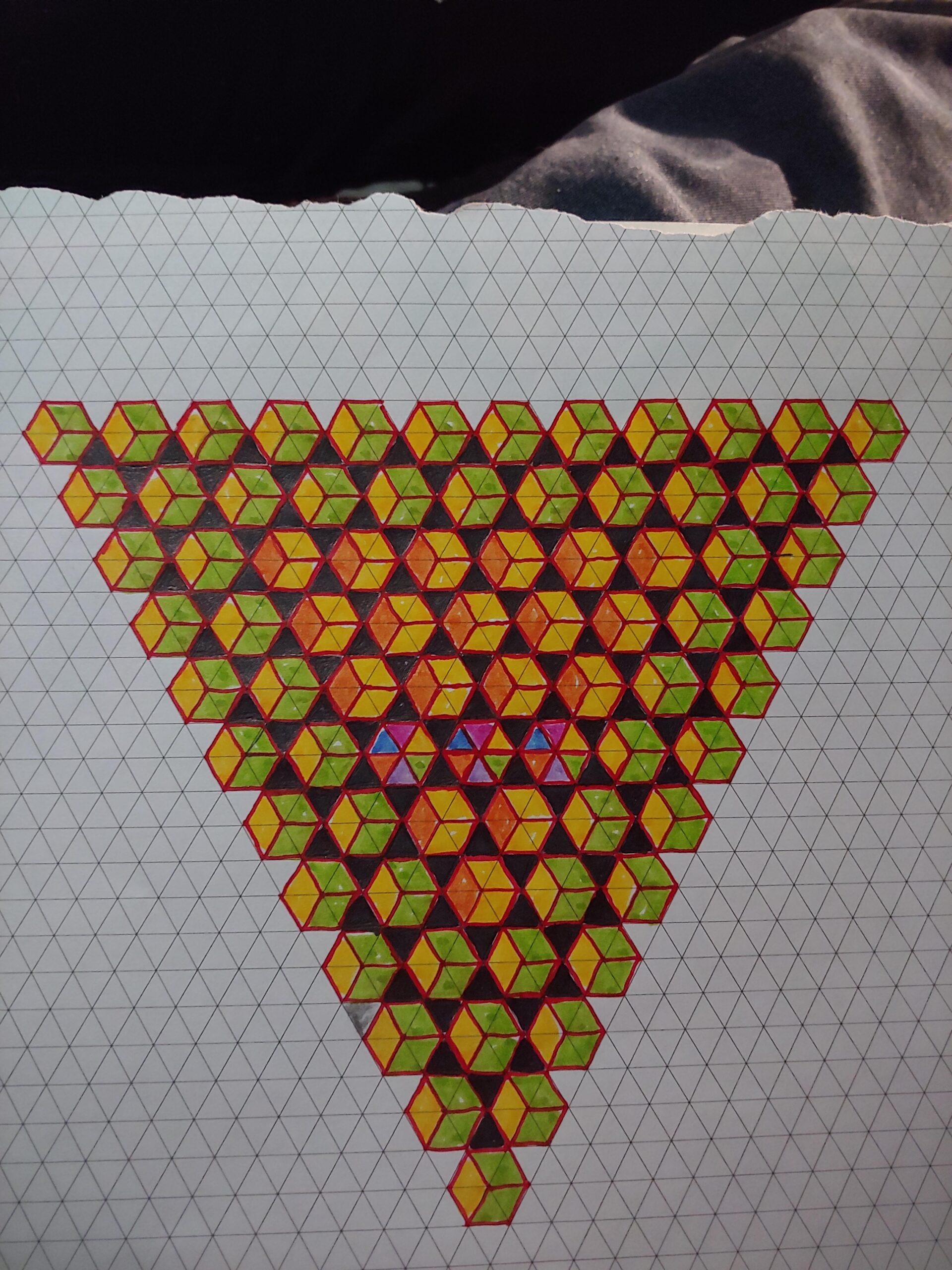 Some Trippy Artwork I Made Ink And Isometric Graph Paper I Messed Up The Pattern On The Second One But It s Still Pretty Cool R trippy