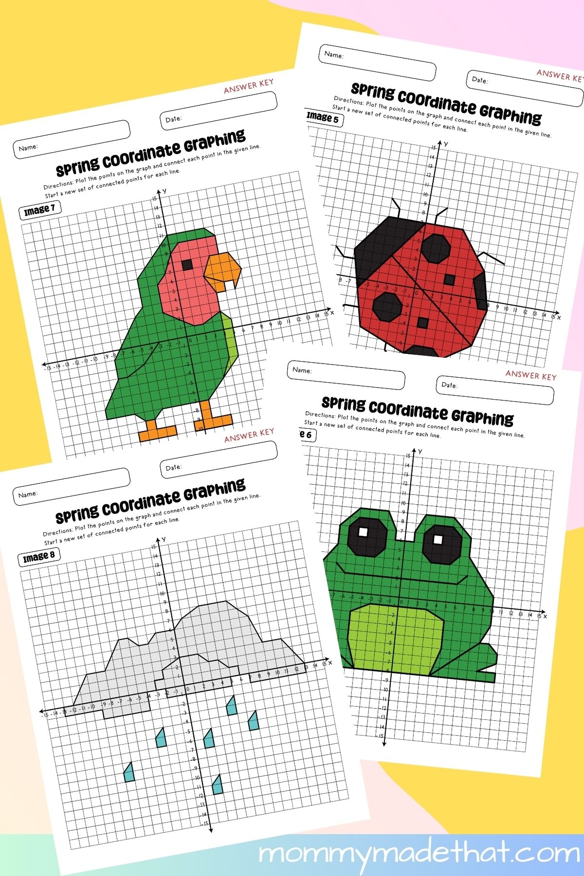 Spring Coordinate Graphing Mystery Pictures Free Printables 