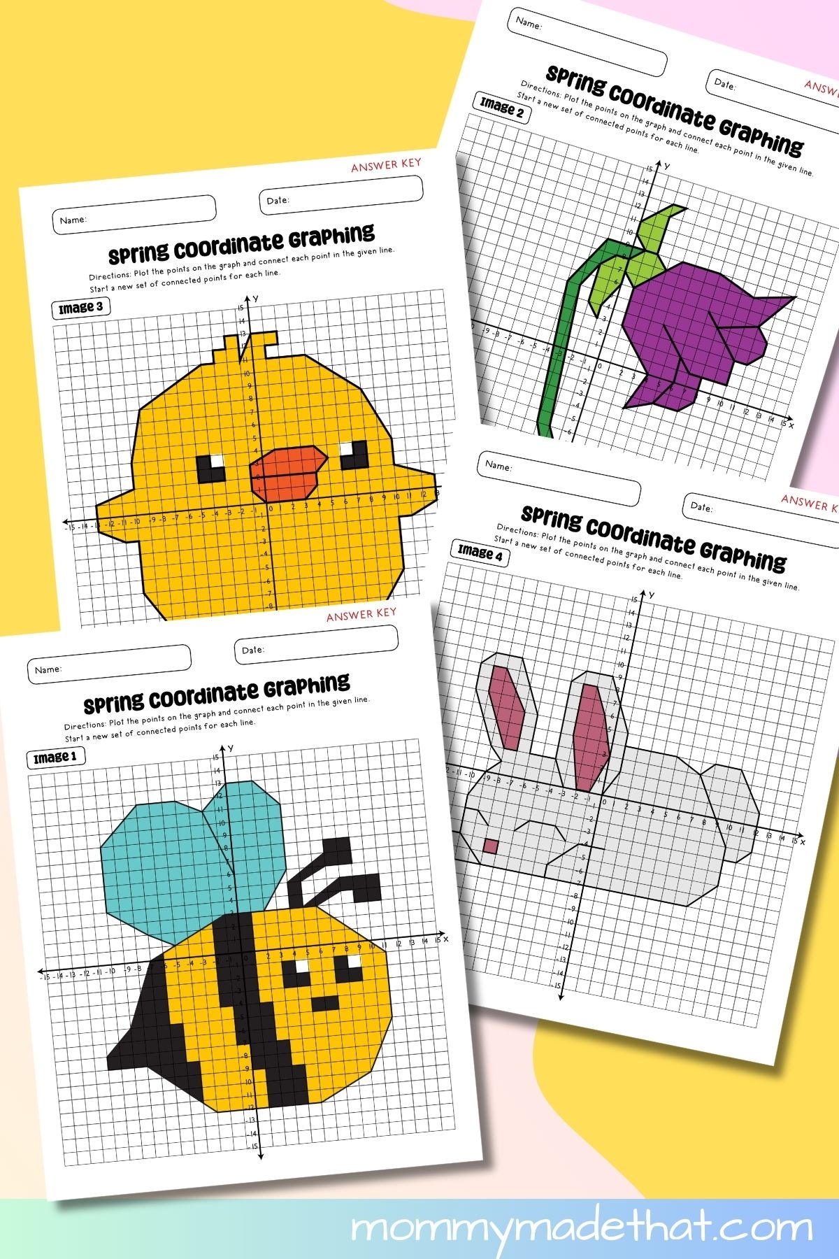 Spring Coordinate Graphing Mystery Pictures Free Printables 