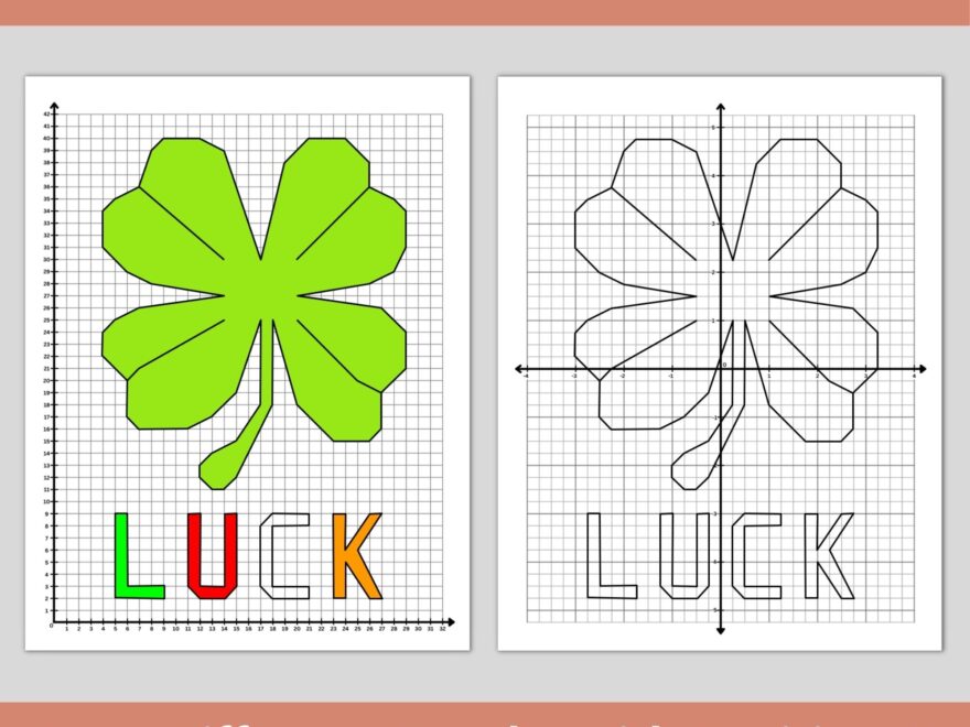 St Patrick s Day Shamrock Coordinate Graphing Plotting Points Ordered Pairs Mystery Picture Made By Teachers