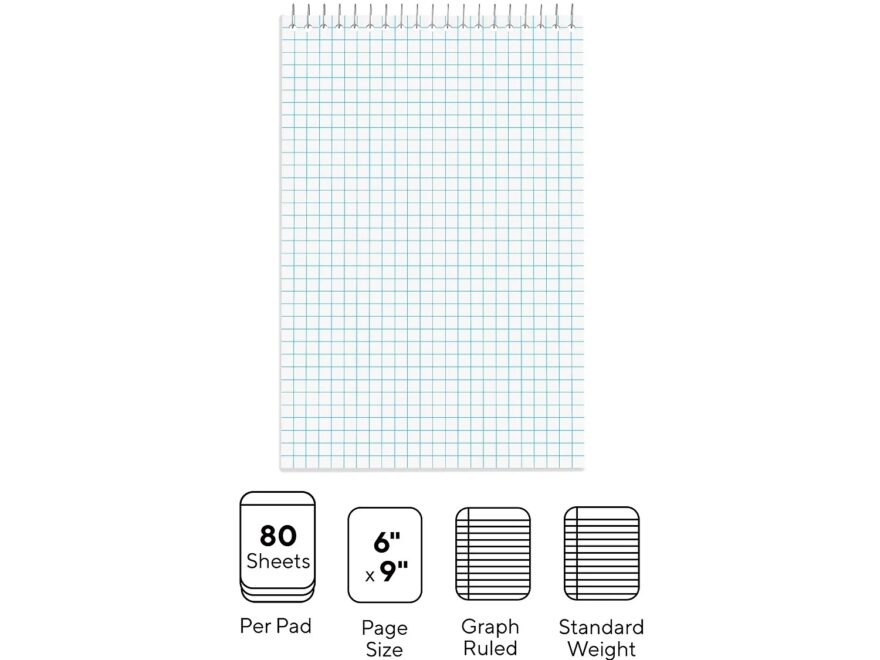 Staples Steno Pads 6 X 9 Graph Ruled White 80 Sheets Pad 18 Carton ST57352VS Walmart