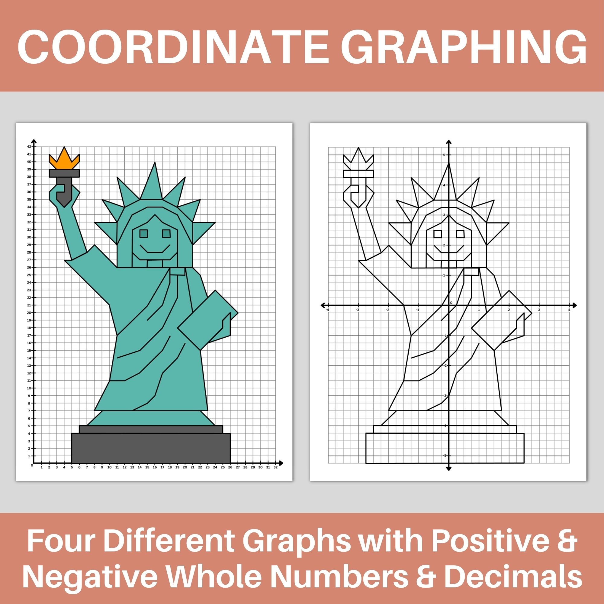 Statue Of Liberty USA Coordinate Graphing Plotting Points Ordered Pairs Mystery Picture Made By Teachers