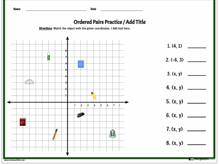 Storyboard That Create Coordinate Plane Worksheets
