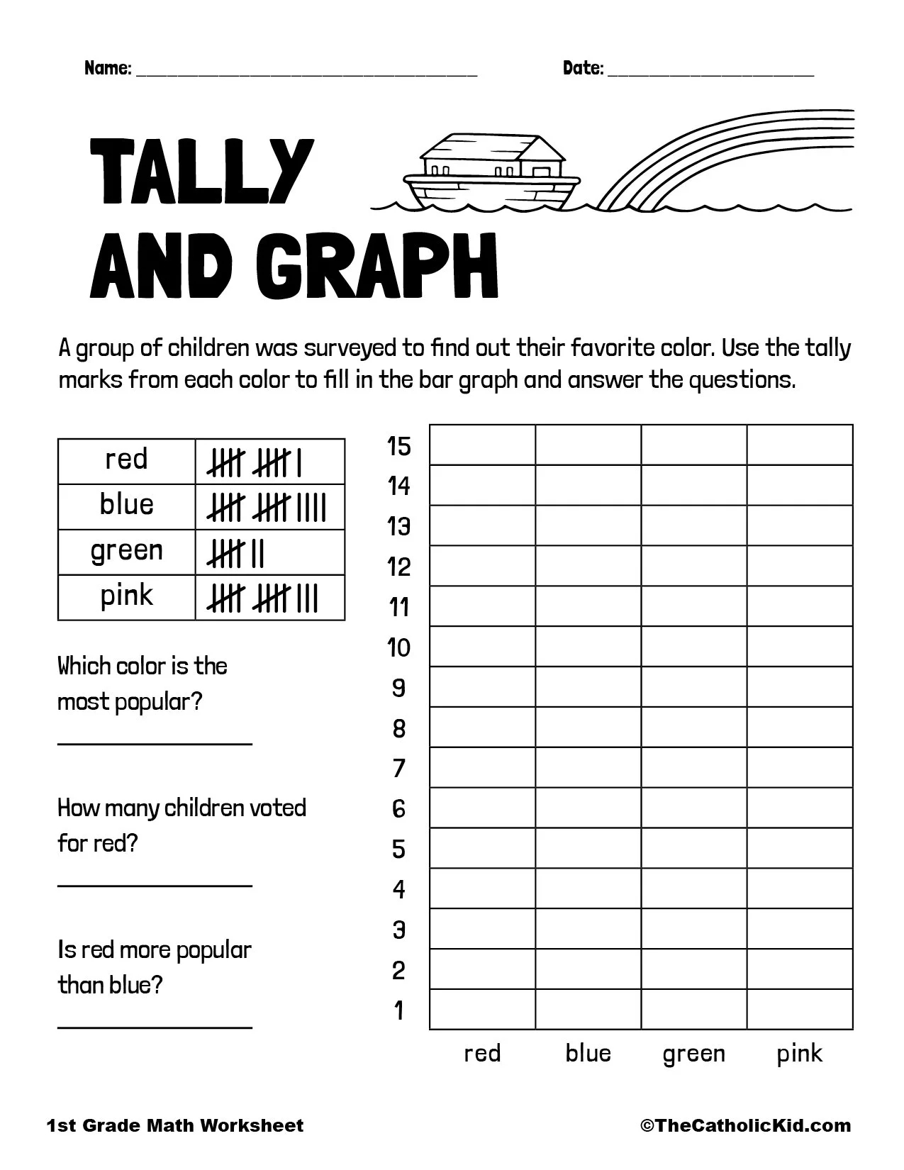 Tally Graph Catholic Themed Worksheets TheCatholicKid