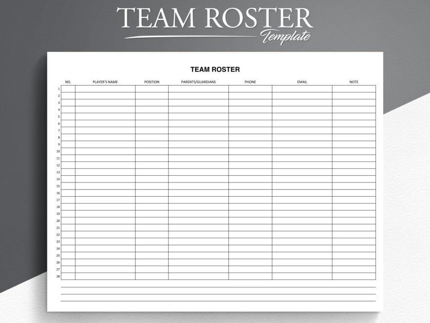 Team Roster Google Docs word adobe PDF Sports Roster Printable Soccer Team Roster Softball Roster Football Roster Etsy