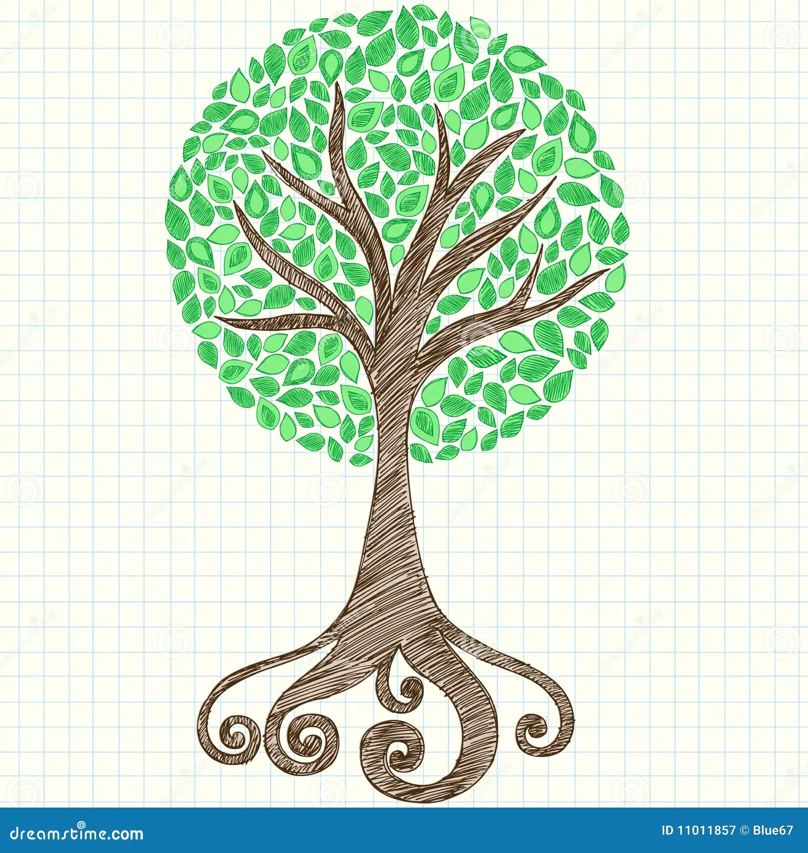 Tree Sketchy Notebook Doodle On Graph Paper Stock Vector Illustration Of Detailed Hand 11011857