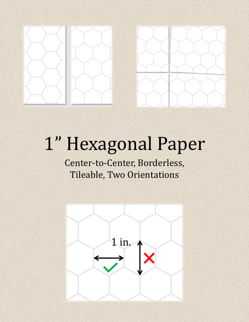 True 1 Inch Hexagonal Graph Paper Elcathiar Studio DriveThruRPG