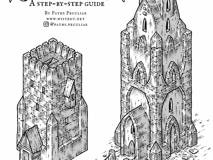 Tutorial How To Draw An Isometric Fantasy medieval Tower Paths Peculiar
